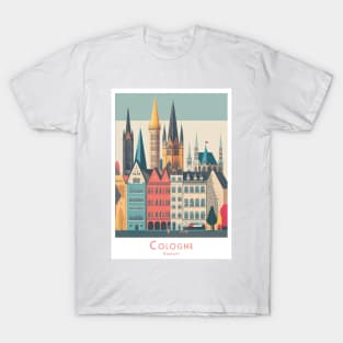 Cologne, Germany - minimalistic Vintage Retro Travel Poster T-Shirt